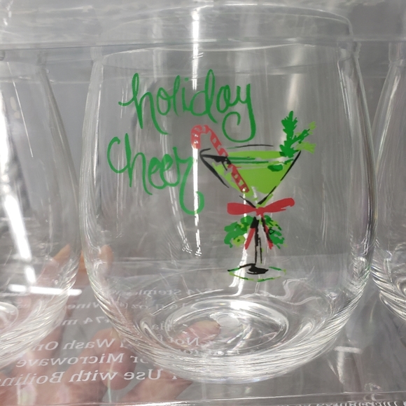 Festive Stemless Wine Glasses (set of 4) - Picture 4 of 6